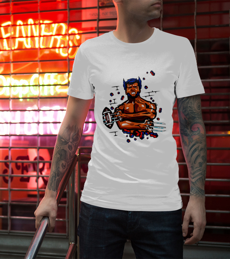 Marvel Wolverine Football Caricature Bold Comic T-Shirt