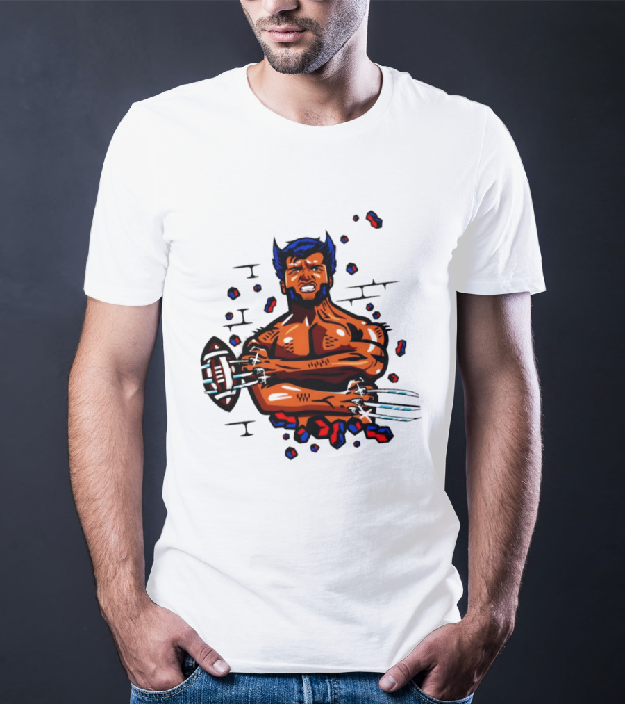 Marvel Wolverine Football Caricature Bold Comic T-Shirt