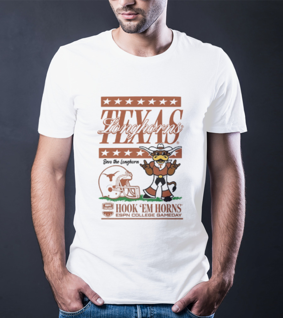Texas Longhorns Bevo The Longhorn Hook 'Em Horns ESPN College Gameday 2026 T-Shirt