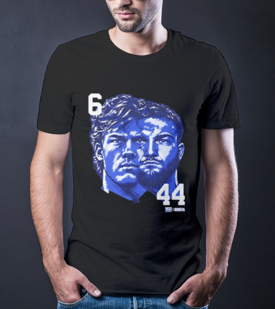 Jaxson Dart Cam Skattebo 6 44 New York Giants Face Morph Sports Fan T-Shirt