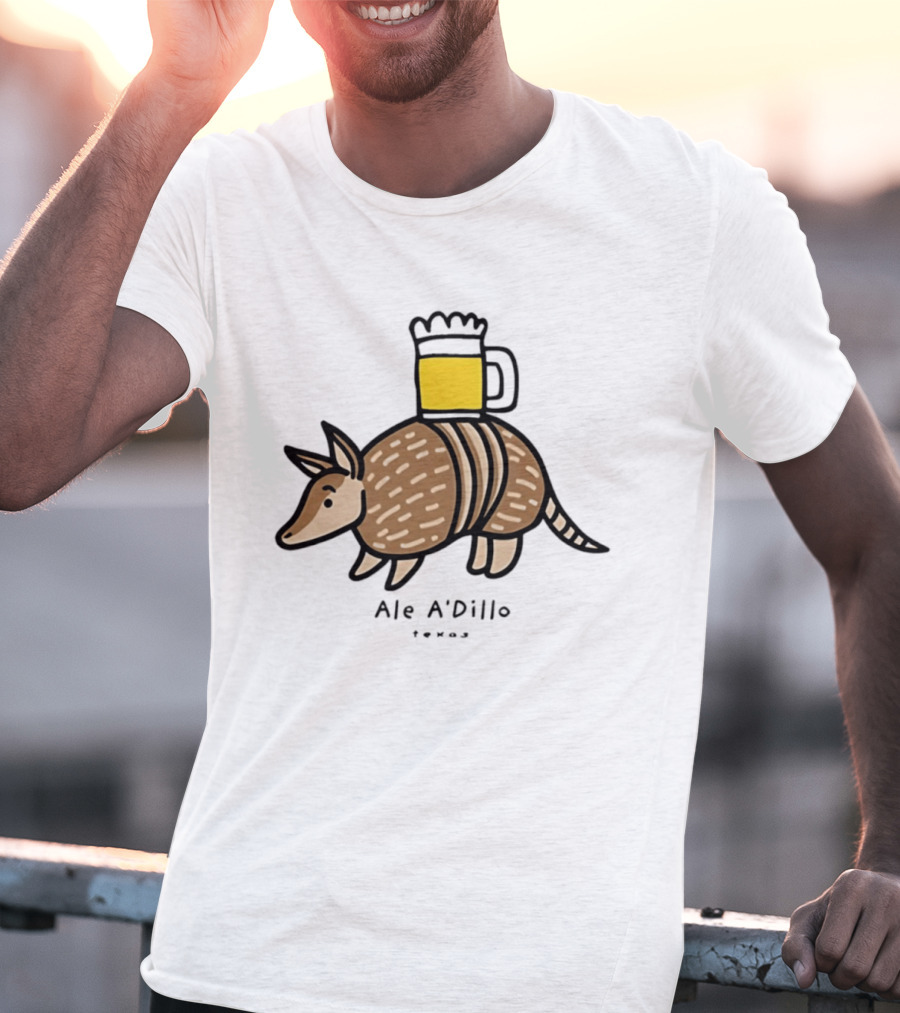 Ale A'Dillo Texas Armadillo With Beer T-Shirt