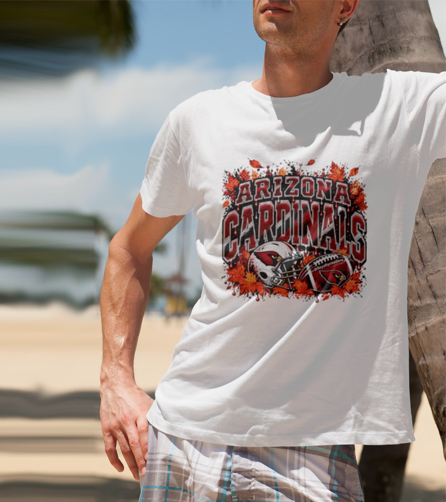 Arizona Cardinals Football Helmet Autumn Leaves 2026 T-Shirt