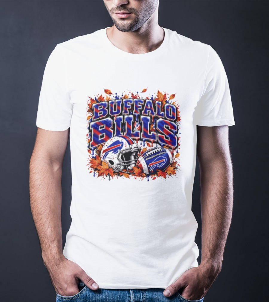 Buffalo Bills Helmet Fall Leaves Football Spirit T-Shirt
