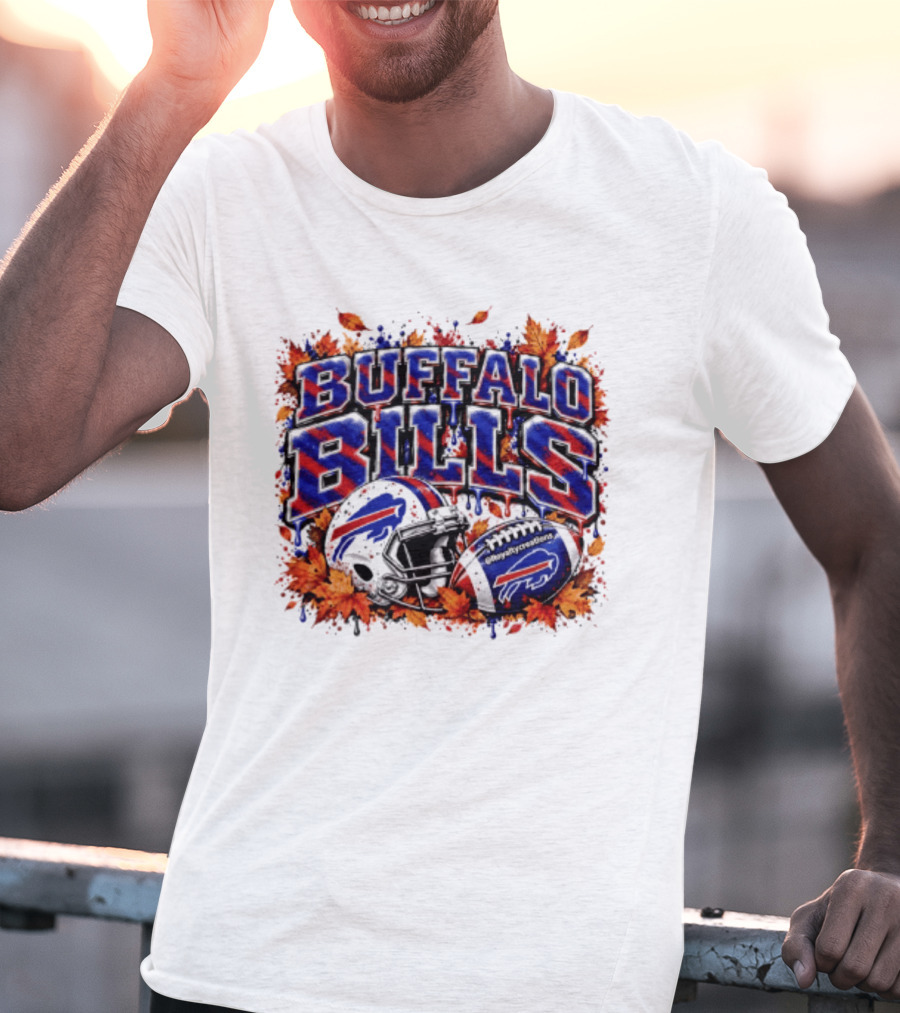 Buffalo Bills Helmet Fall Leaves Football Spirit T-Shirt