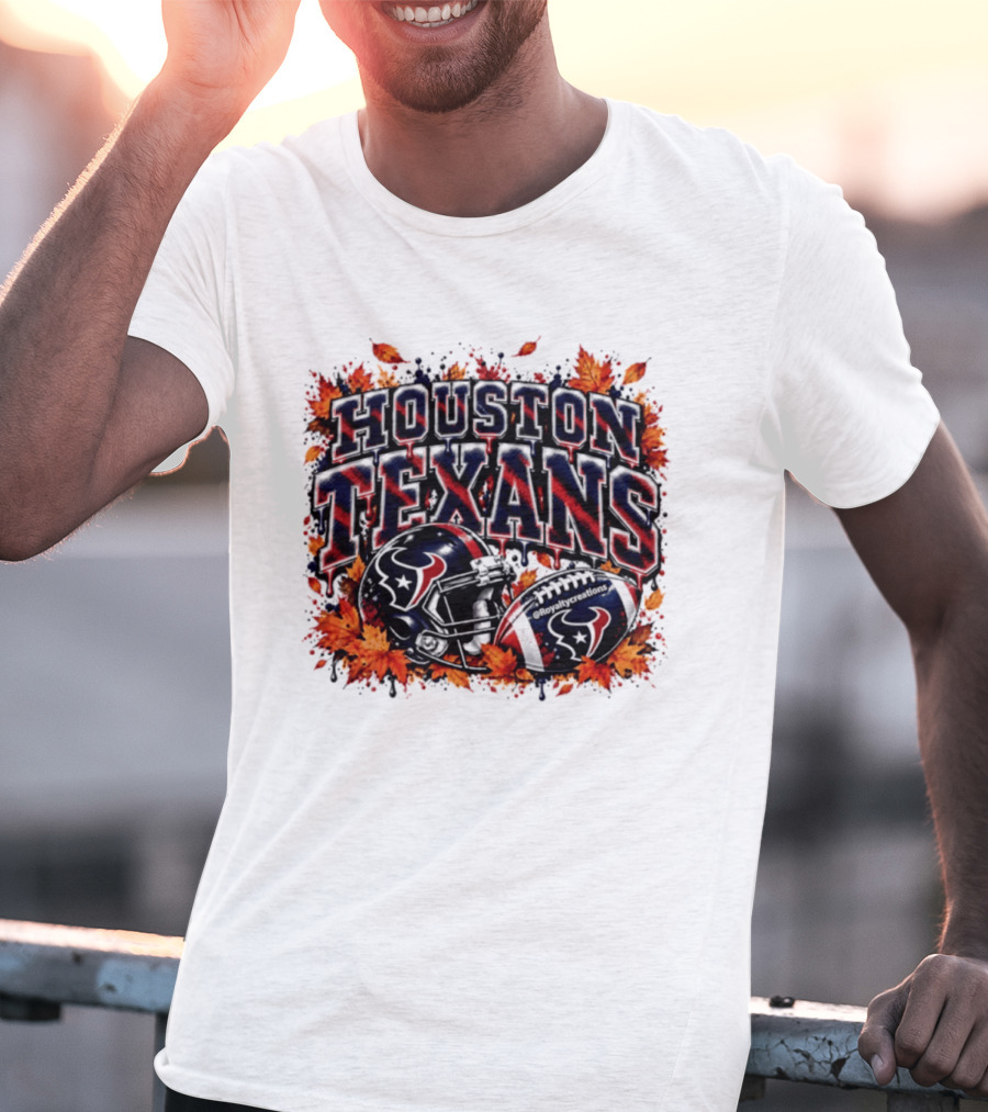 Houston Texans Football Helmet Autumn Leaves 2026 T-Shirt