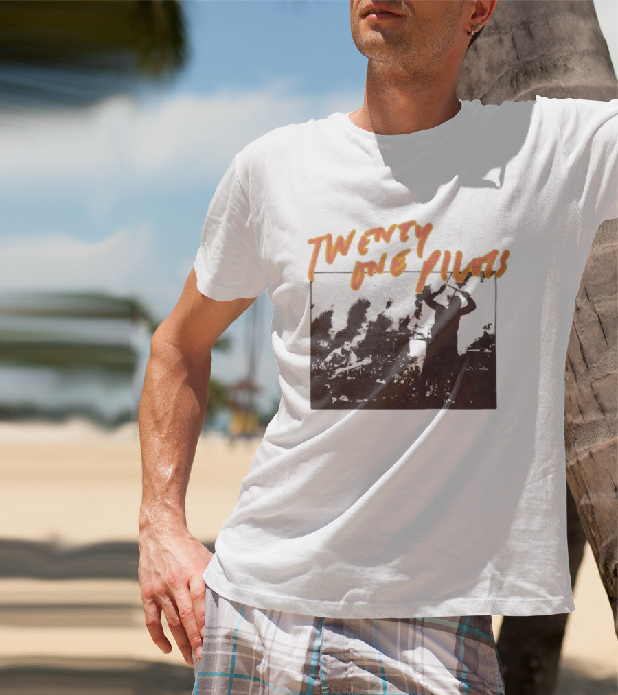 Twenty One Pilots Live Photo Silhouette Drummer Stage Performance T-Shirt