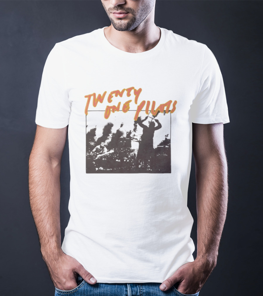 Twenty One Pilots Live Photo Silhouette Drummer Stage Performance T-Shirt