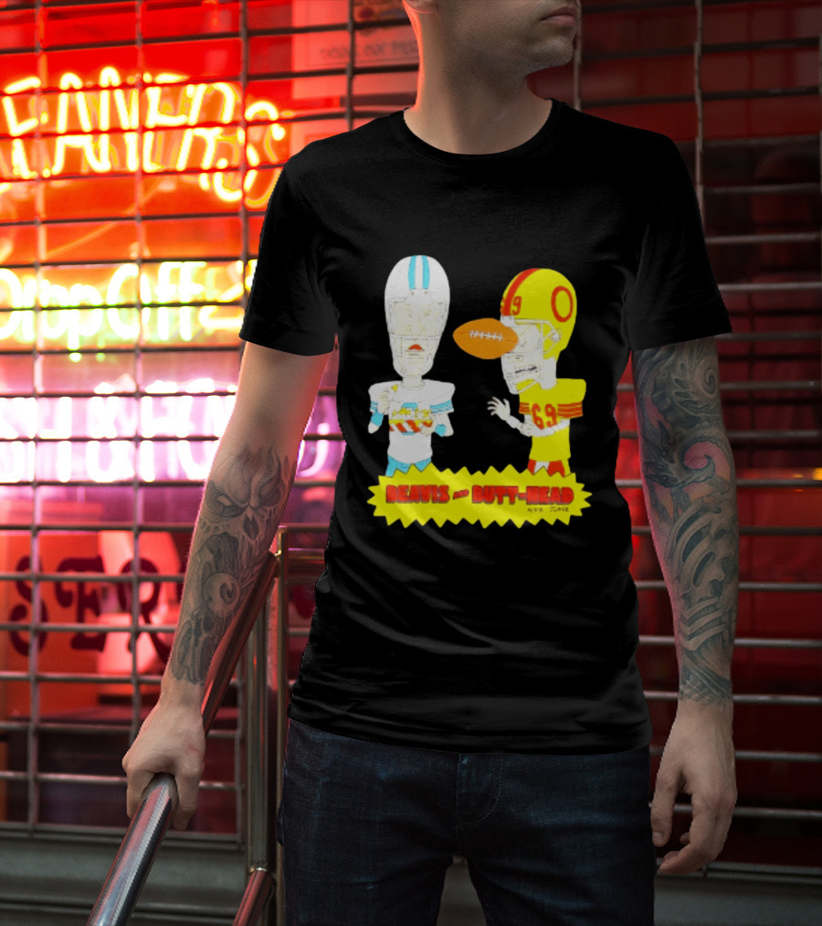 Beavis And Butt Head Football Parody Player Cartoons MTV Series 90s Humor T-Shirt