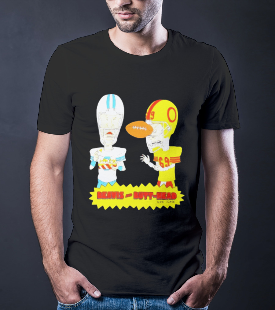 Beavis And Butt Head Football Parody Player Cartoons MTV Series 90s Humor T-Shirt