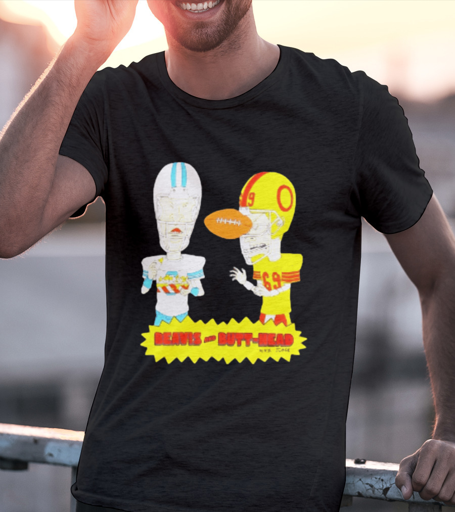 Beavis And Butt Head Football Parody Player Cartoons MTV Series 90s Humor T-Shirt