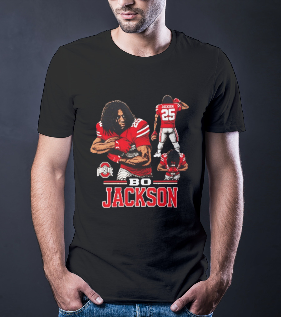 Ohio State Buckeyes Bo Jackson Football Player 25 Red Jersey T-Shirt