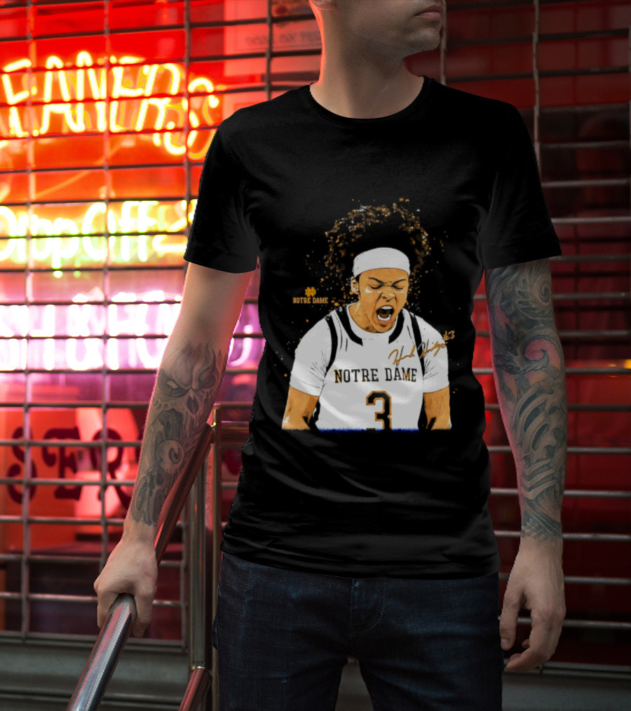Notre Dame Basketball Hannah Hidalgo Caricature Number 3 NCAA Women's Player T-Shirt
