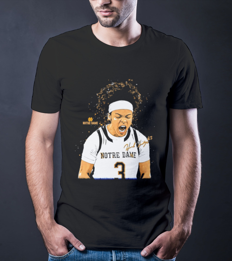 Notre Dame Basketball Hannah Hidalgo Caricature Number 3 NCAA Women's Player T-Shirt