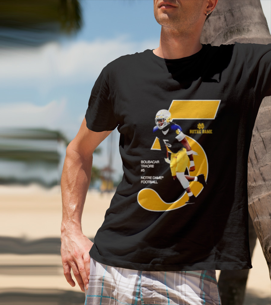 Boubacar Traore 5 Notre Dame Football Player NCAA Iconic Number T-Shirt