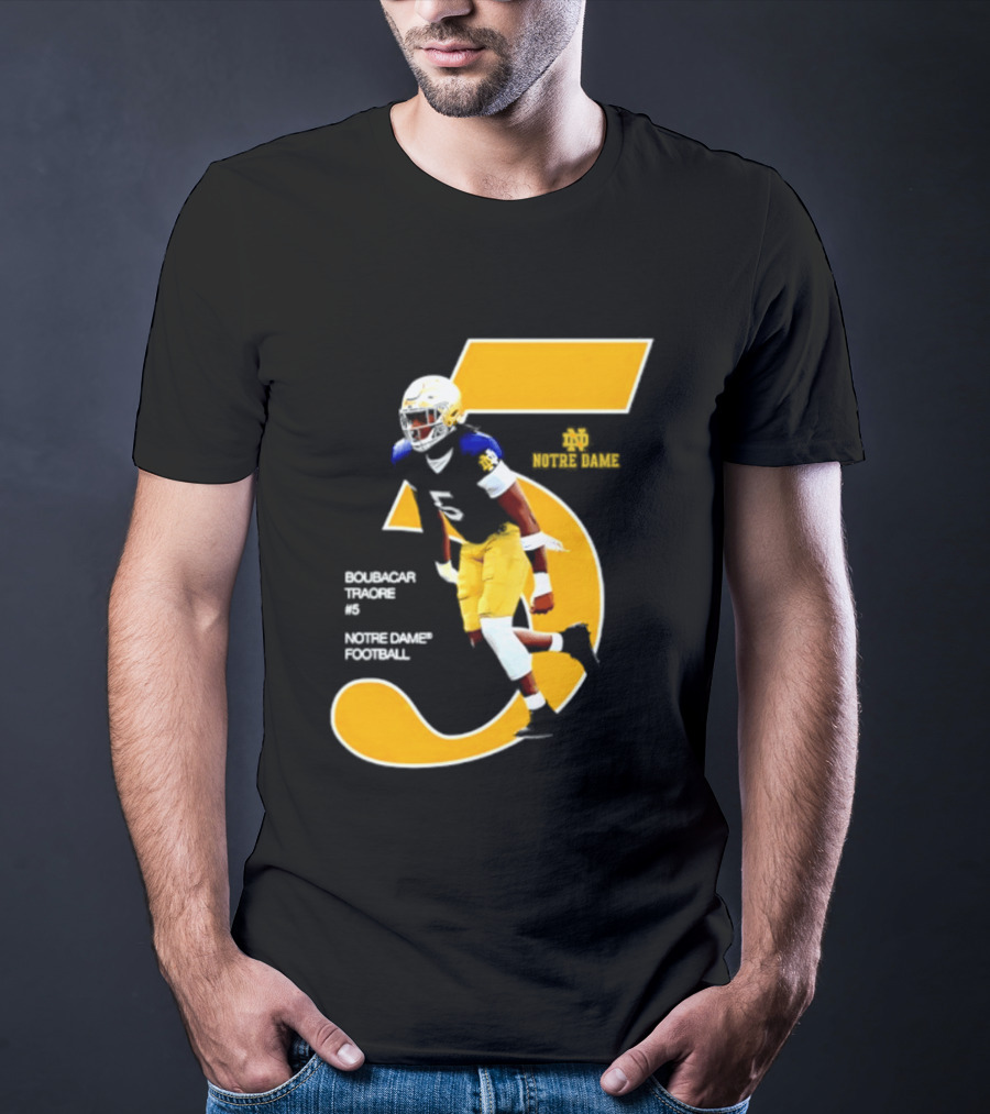 Boubacar Traore 5 Notre Dame Football Player NCAA Iconic Number T-Shirt