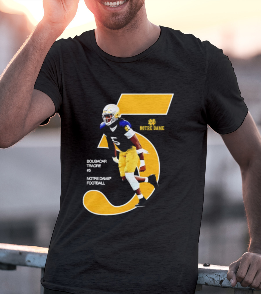 Boubacar Traore 5 Notre Dame Football Player NCAA Iconic Number T-Shirt