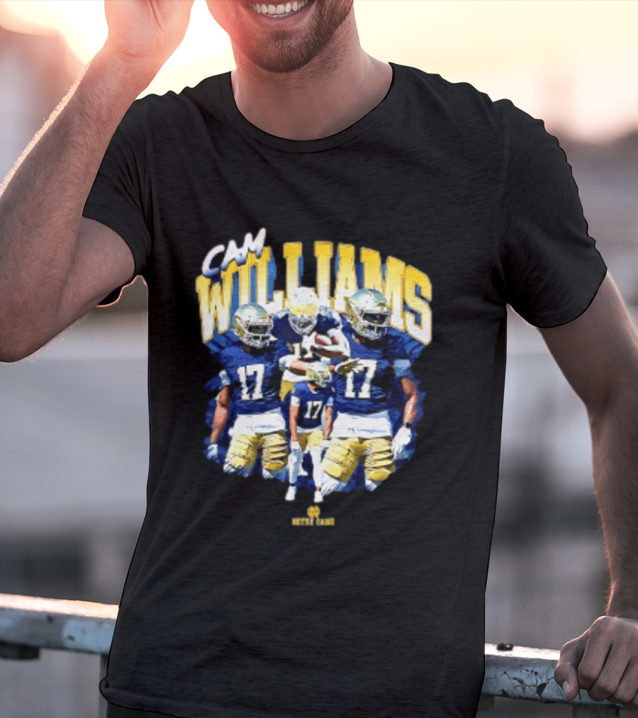 Cam Williams 17 Notre Dame NCAA Football Player Multiple Action Poses T-Shirt