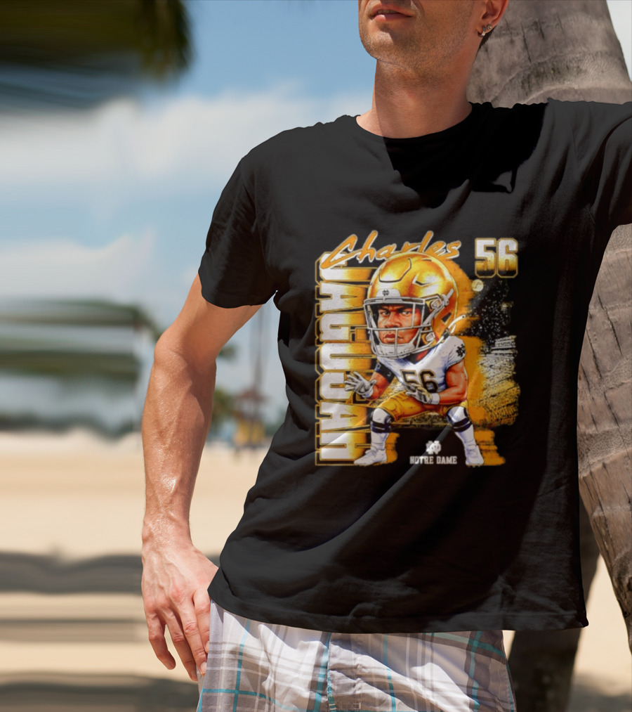 Charles Jagusah 56 Notre Dame Player NCAA Football Caricature T-Shirt