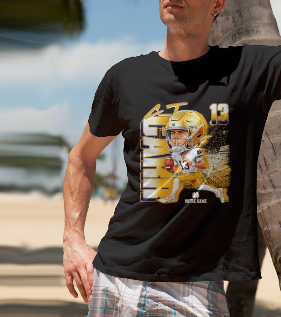 CJ Carr 13 Notre Dame Fighting Irish Football Player Caricature T-Shirt