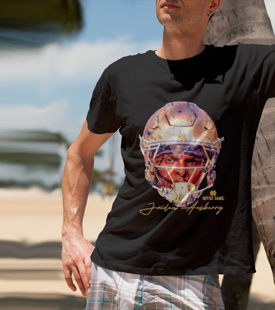 Notre Dame NCAA Football Helmet Jaiden Ausberry Swag Head T-Shirt