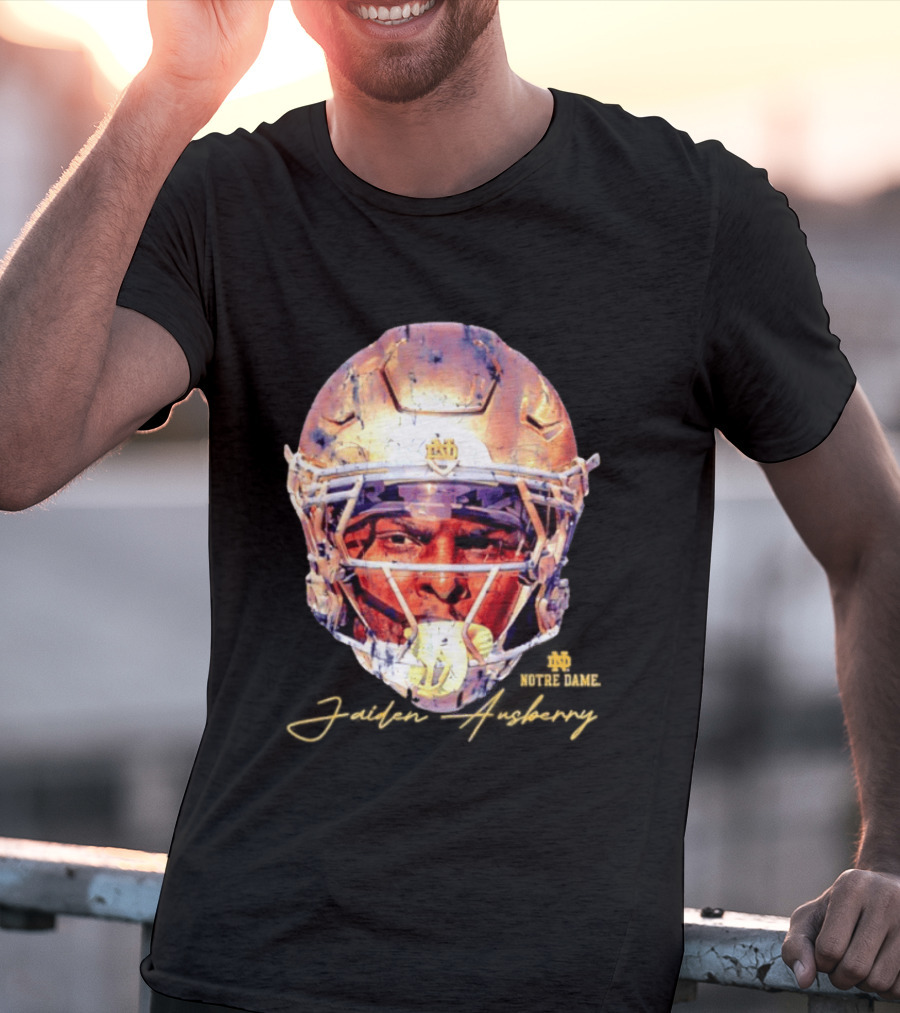 Notre Dame NCAA Football Helmet Jaiden Ausberry Swag Head T-Shirt