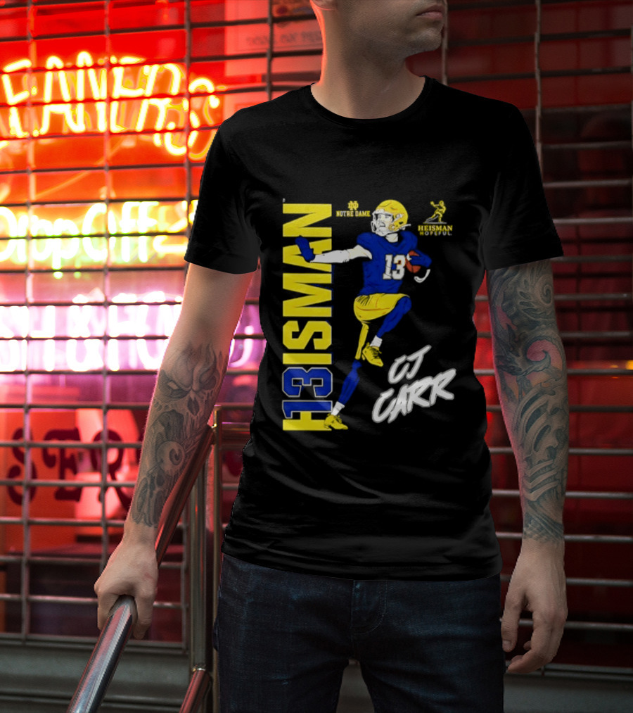 Notre Dame Football CJ Carr Heisman 13 NCAA T-Shirt