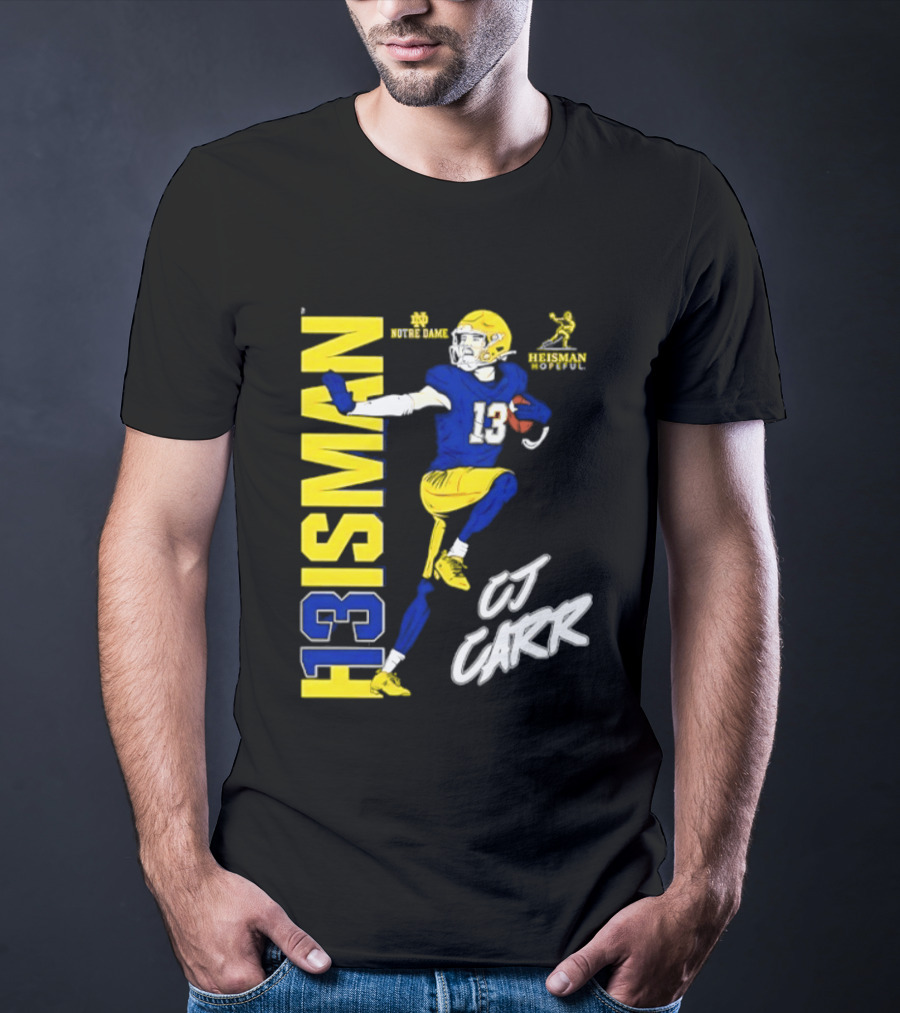 Notre Dame Football CJ Carr Heisman 13 NCAA T-Shirt