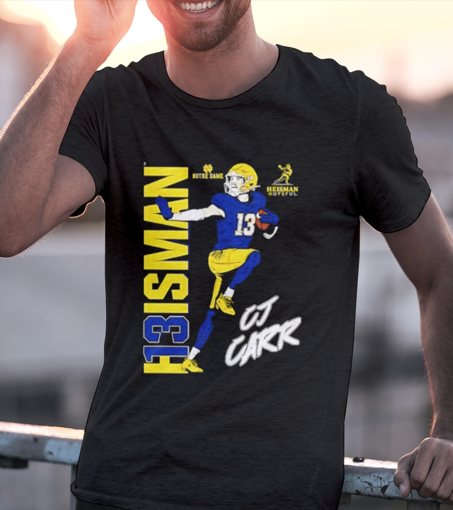 Notre Dame Football CJ Carr Heisman 13 NCAA T-Shirt