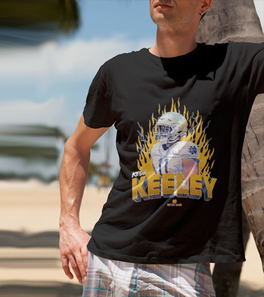 Notre Dame Football Keeley 11 NCAA Player Name Flame Burst T-Shirt