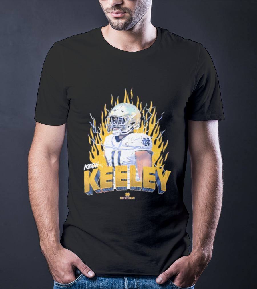 Notre Dame Football Keeley 11 NCAA Player Name Flame Burst T-Shirt
