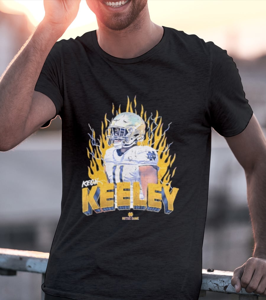 Notre Dame Football Keeley 11 NCAA Player Name Flame Burst T-Shirt