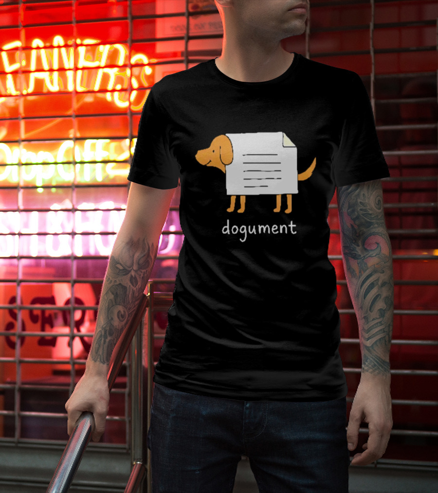 Dogument Pun Dog Document Office Humor T-Shirt