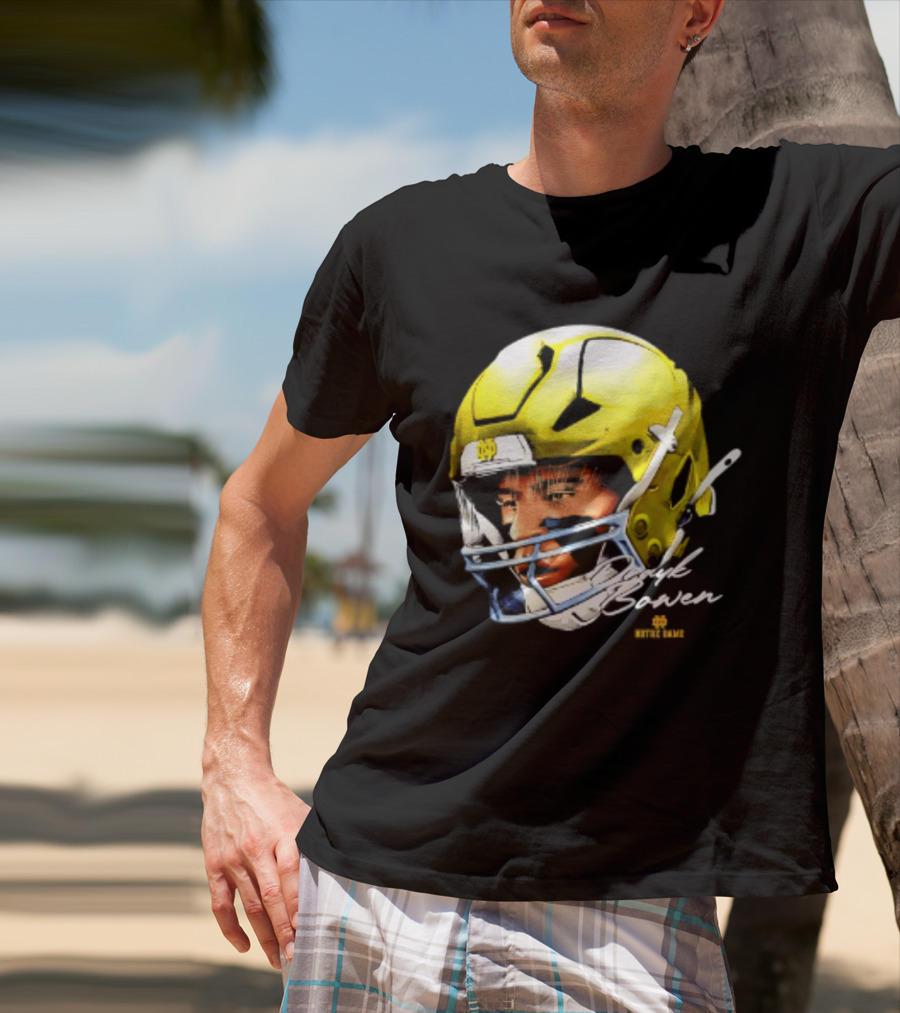 Notre Dame Drayk Bowen NCAA Football Headgear Fan Gear T-Shirt