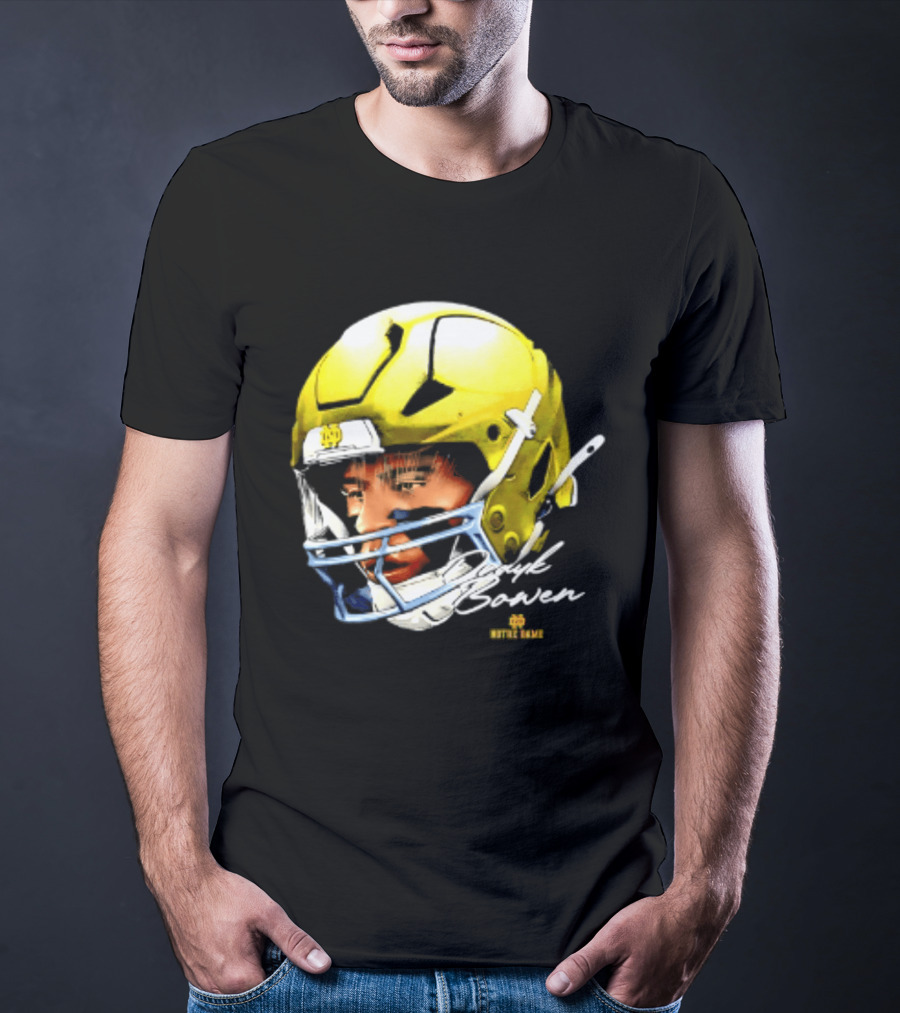 Notre Dame Drayk Bowen NCAA Football Headgear Fan Gear T-Shirt