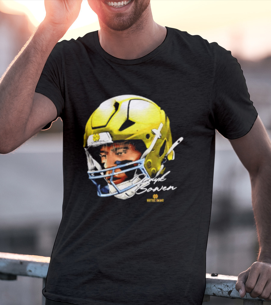 Notre Dame Drayk Bowen NCAA Football Headgear Fan Gear T-Shirt