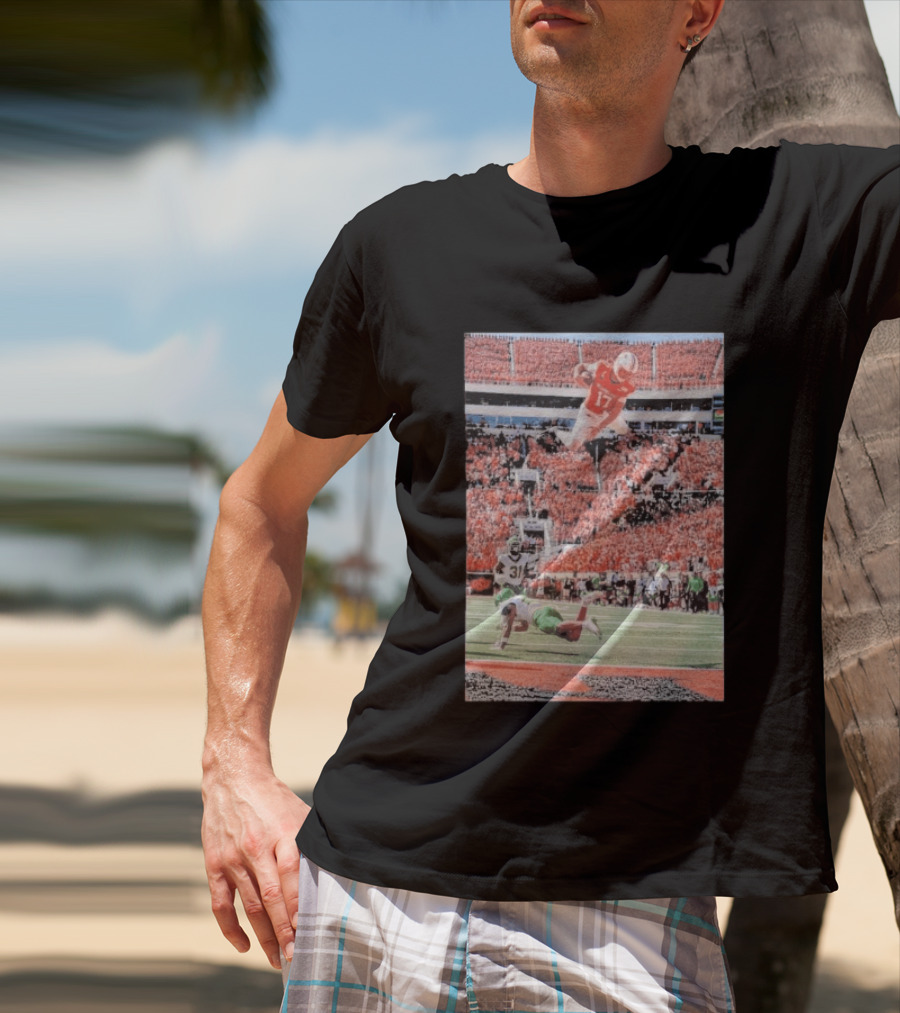 Drew Mestemaker Air Mesty Football Jumping Action 17 Stadium Scene T-Shirt
