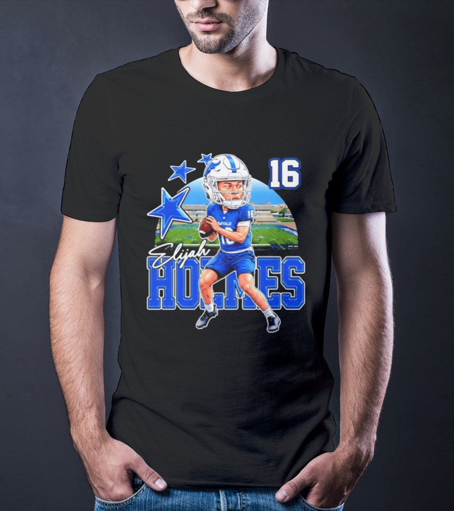 Elijah Holmes 16 Buffalo Bulls NCAA Football Caricature T-Shirt