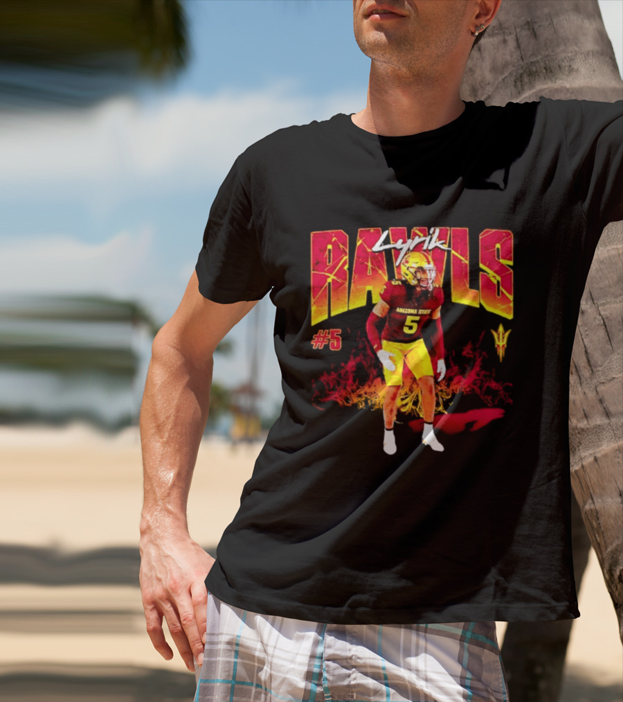 Lyrik Rawls #5 Arizona State Football Player Graphic With Sun Devils T-Shirt