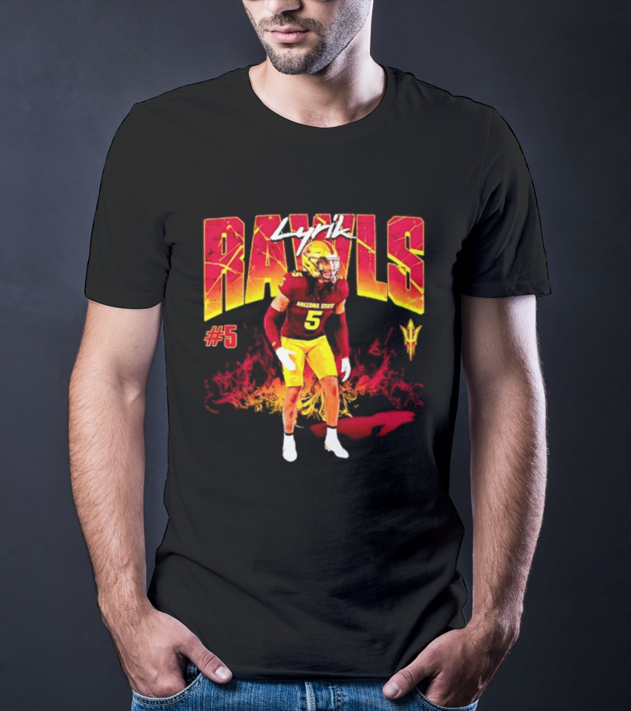 Lyrik Rawls #5 Arizona State Football Player Graphic With Sun Devils T-Shirt