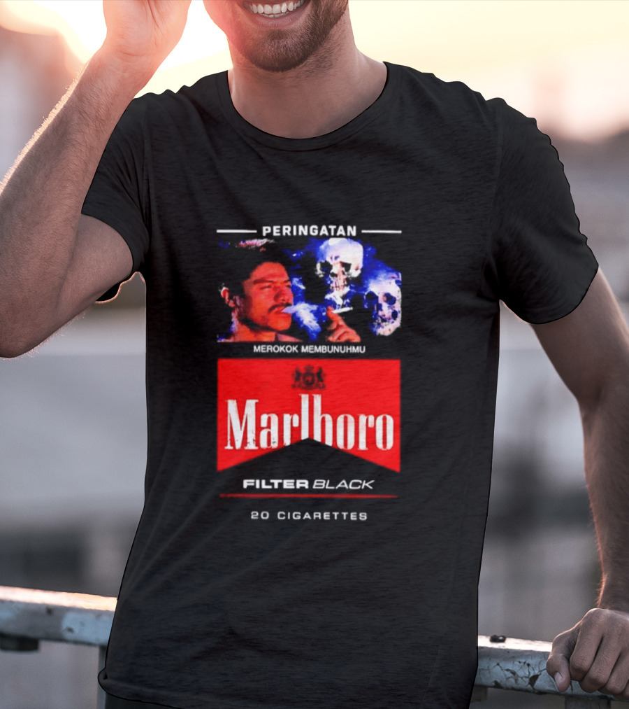 Marlboro Filter Black Peringatan Merokok Membunuhmu 50 Cigarettes T-Shirt
