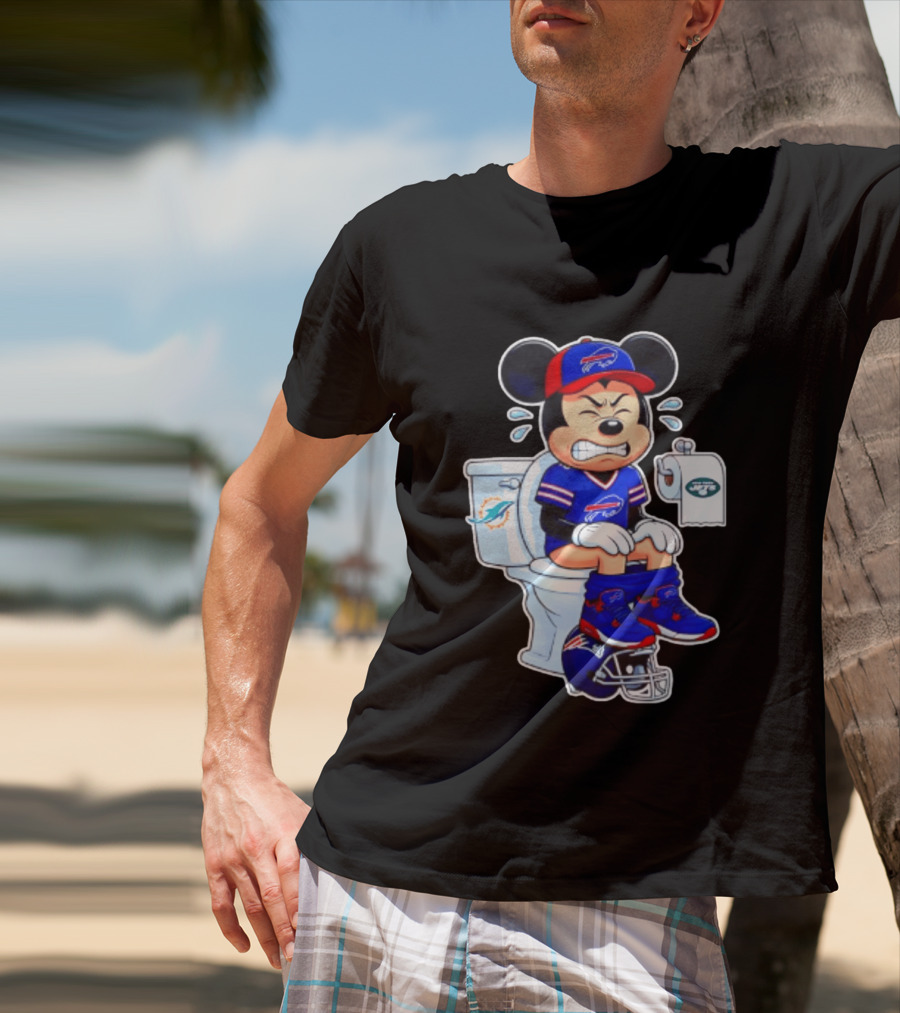 Mickey Toilet Buffalo Bills Defeat Jets Dolphins Patriots Football T-Shirt