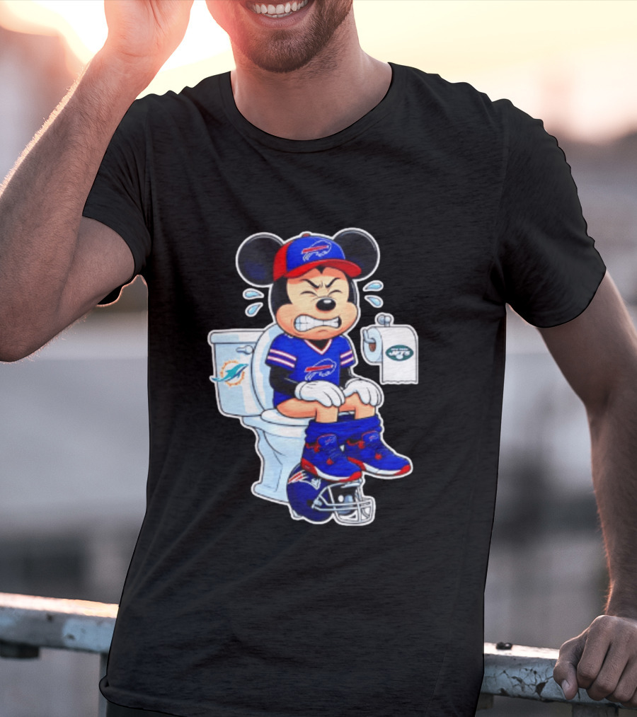 Mickey Toilet Buffalo Bills Defeat Jets Dolphins Patriots Football T-Shirt