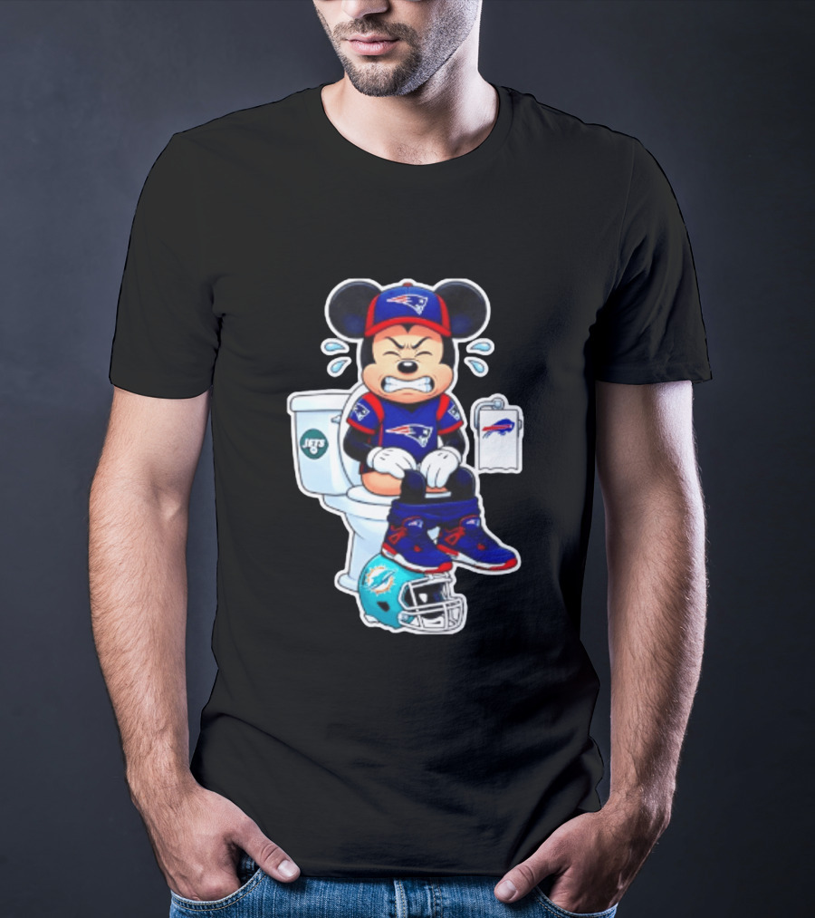 Mickey Patriots Jets Bills Dolphins Toilet Humor Football T-Shirt