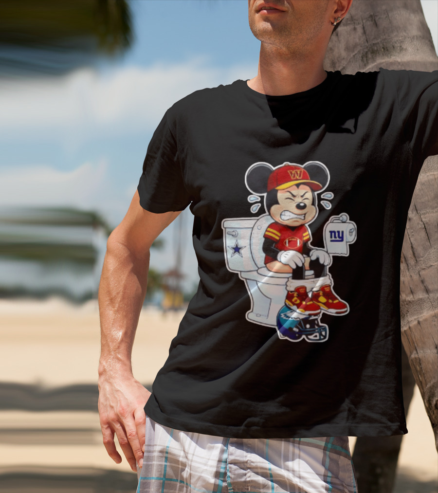 Mickey Toilet Washington W Frustrated Cowboys Giants Eagles Football Rivalry T-Shirt