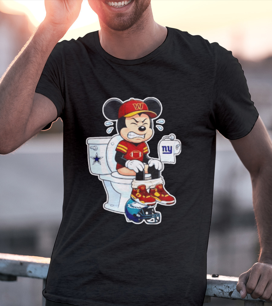 Mickey Toilet Washington W Frustrated Cowboys Giants Eagles Football Rivalry T-Shirt