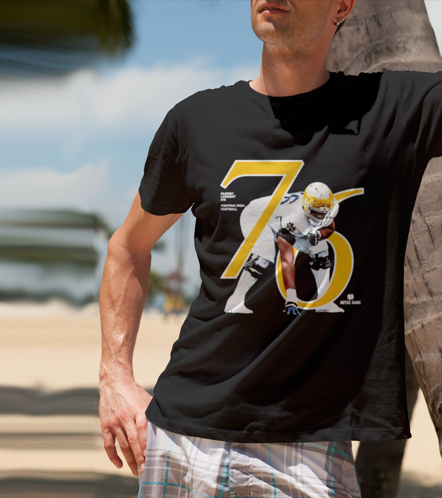 Notre Dame Football Player Number 76 Guerby Lambert NCAA T-Shirt
