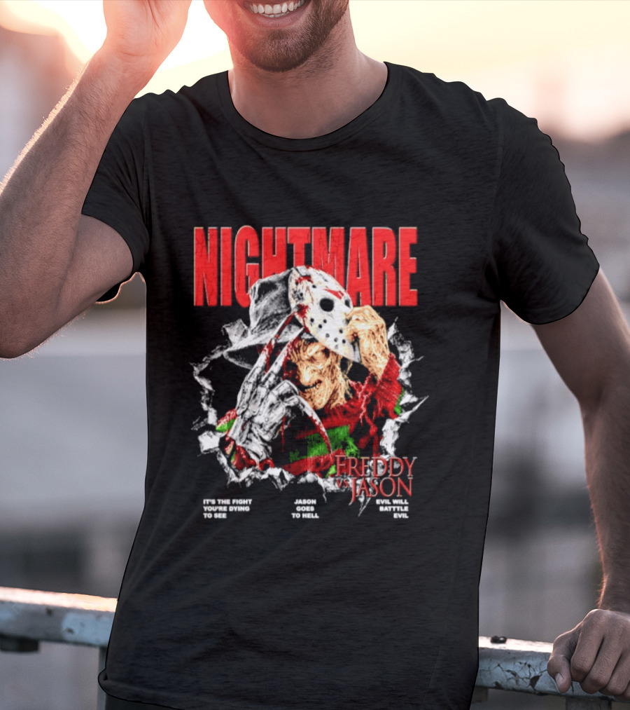 Nightmare Freddy Vs Jason Evil Battle Halloween Fight You're Dying To See T-Shirt
