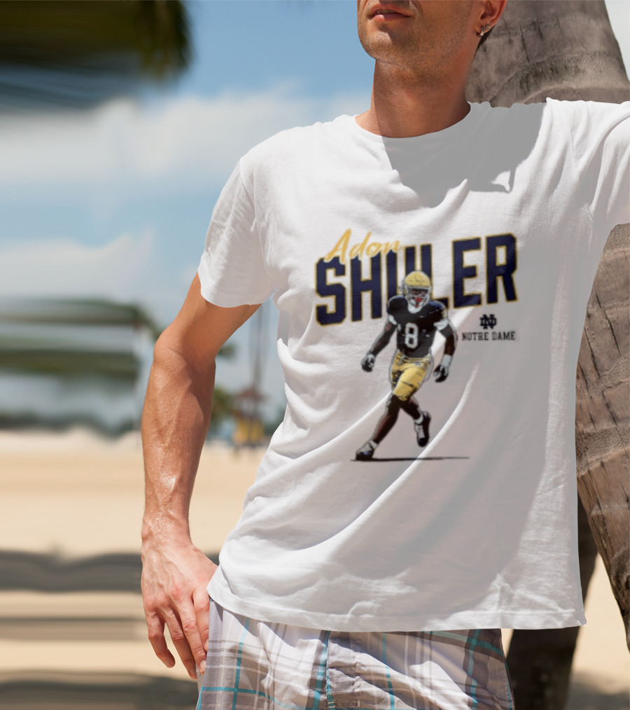 Adon Shuler 8 Notre Dame NCAA Football Caricature Player T-Shirt