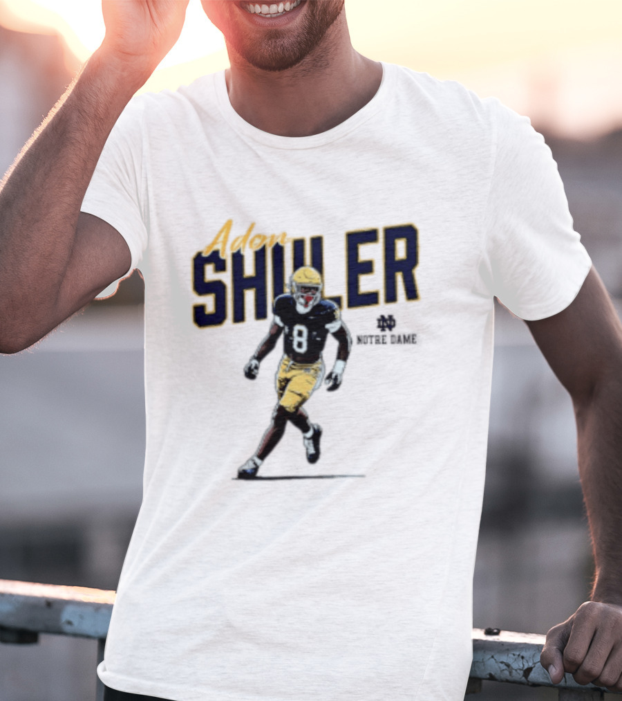 Adon Shuler 8 Notre Dame NCAA Football Caricature Player T-Shirt