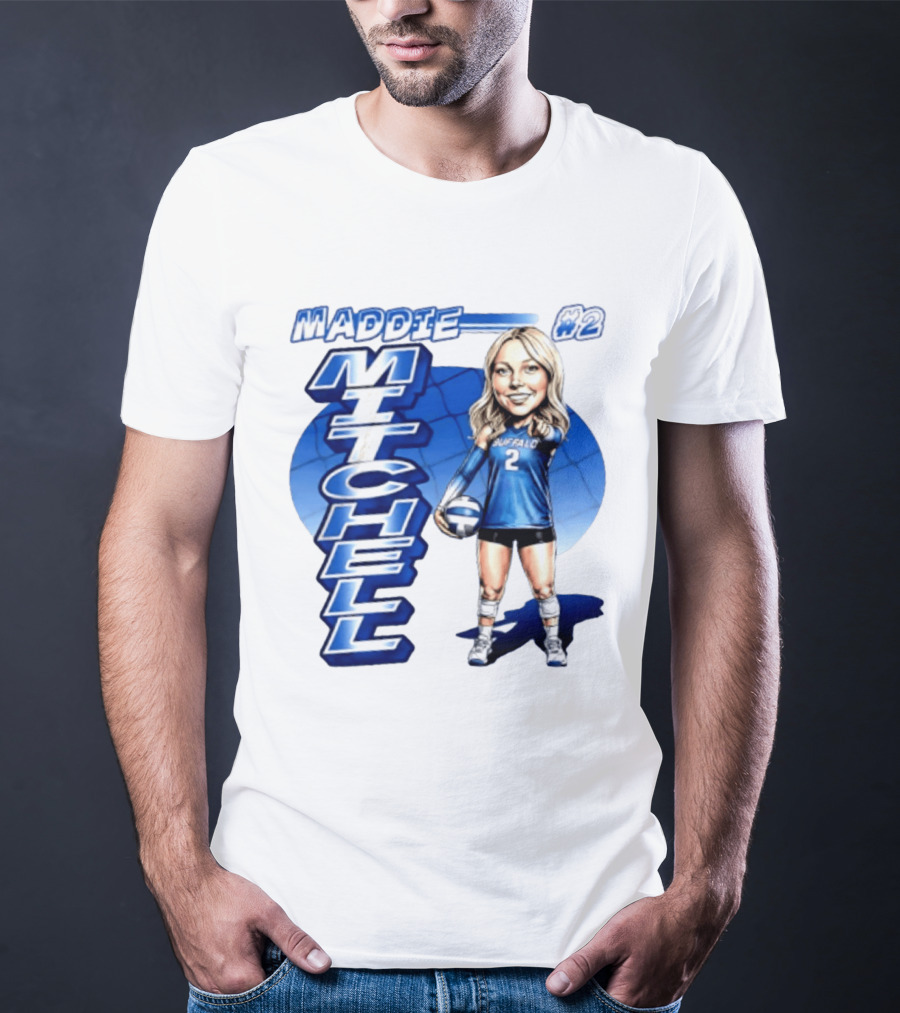 Maddie Mitchell #2 Buffalo Volleyball Caricature T-Shirt